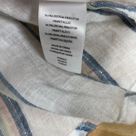 Rails NWT Angelina Smocked Waist Mini Dress Linen Blend Ryland Stripe Size XXS - Picture 9 of 13